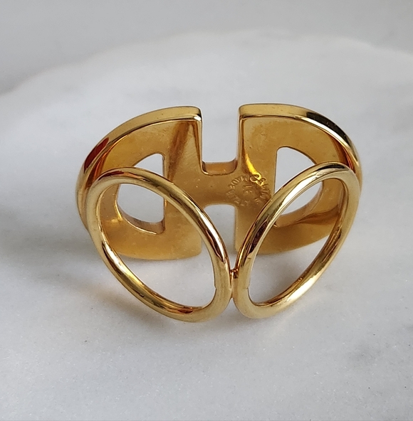 CELINE Gold Tone Scarf Ring - Picture 3 of 6